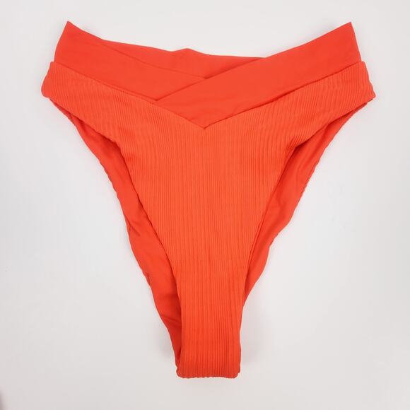 L*Space Pointelle Rib Court Bitsy Bikini Bottom in Poppy Orange Size XS NWOT - Picture 2 of 6